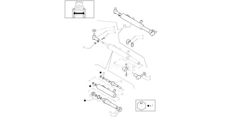 82037177R hydraulische cilinder voor New Holland T6010 wielen trekker